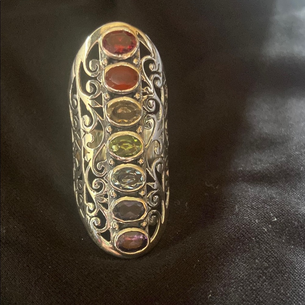 Elegant Multi-Stone Silver Ring